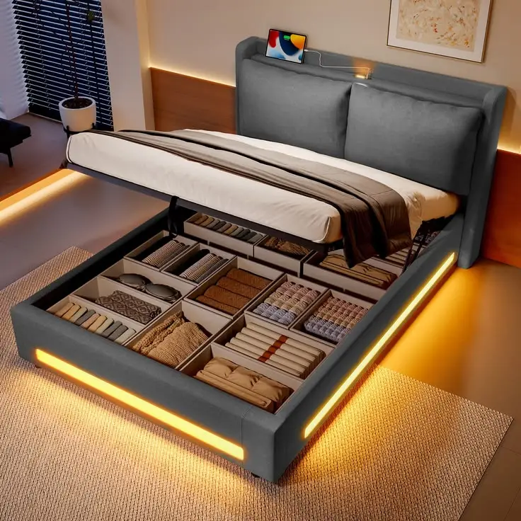 Hydraulic storage beds